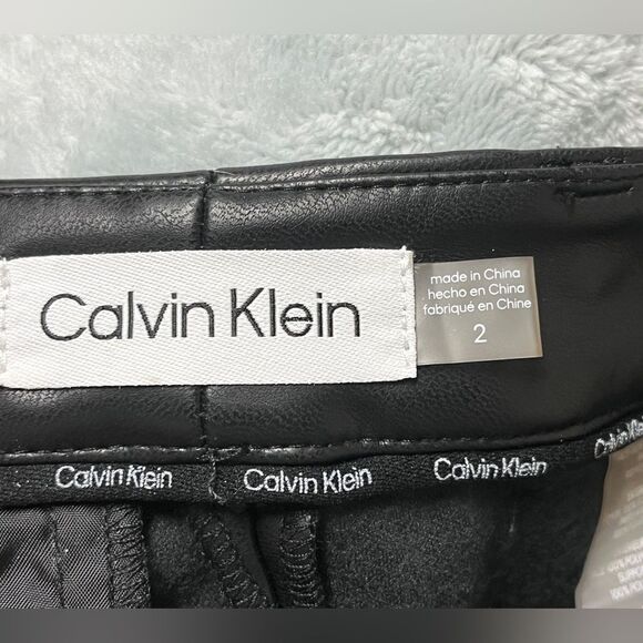 NWT Calvin Klein Faux Leather Suit Pants Sz 2 Small - Picture 5 of 12